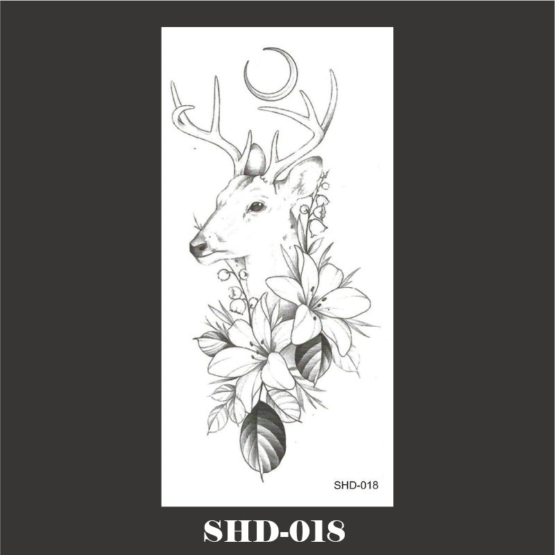 Black And White Sketch Flower Waterproof Tattoo Sticker