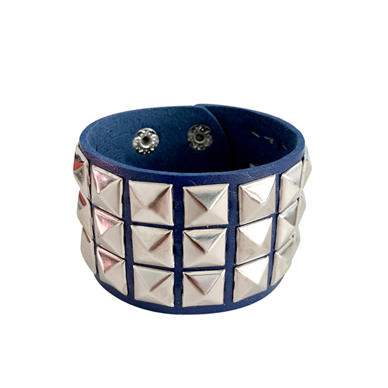 Three-row Rivet Square Bracelet