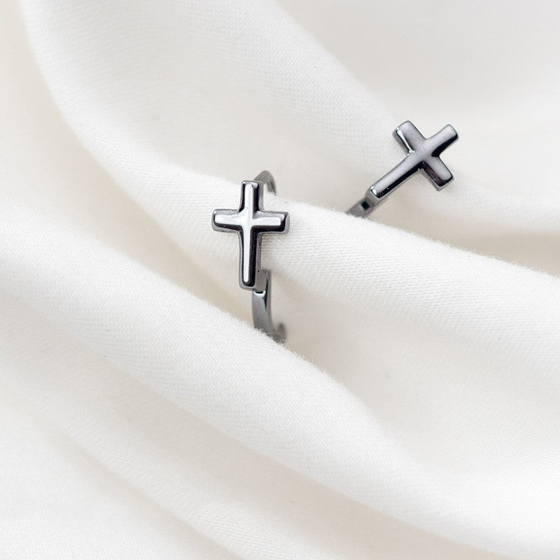 S925 Silver Korean Style Elegant Cross Ear Clip Simple