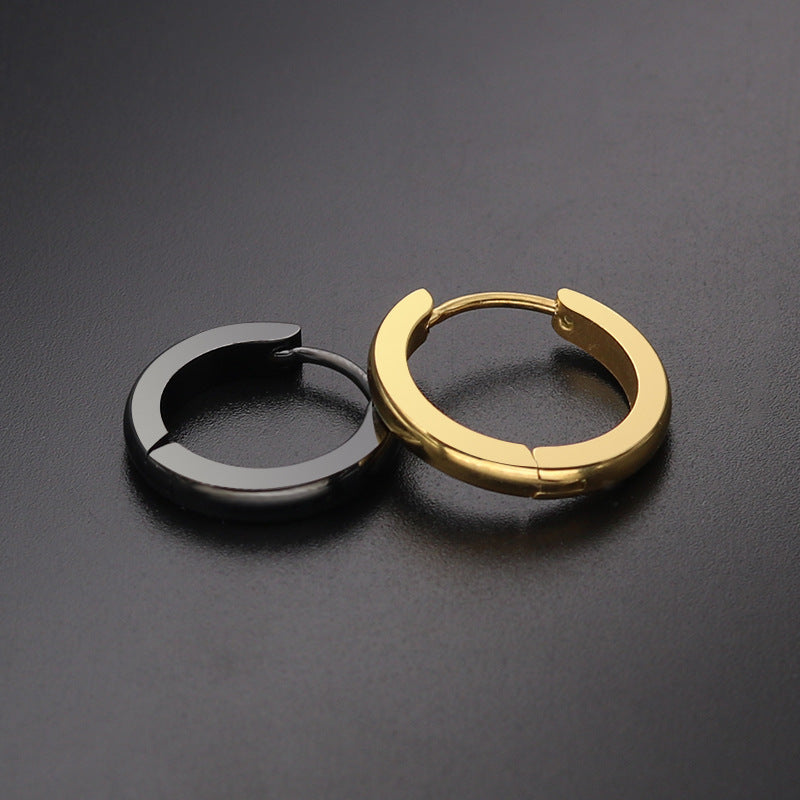 Titanium Steel Curved Circular Double-sided Earrings