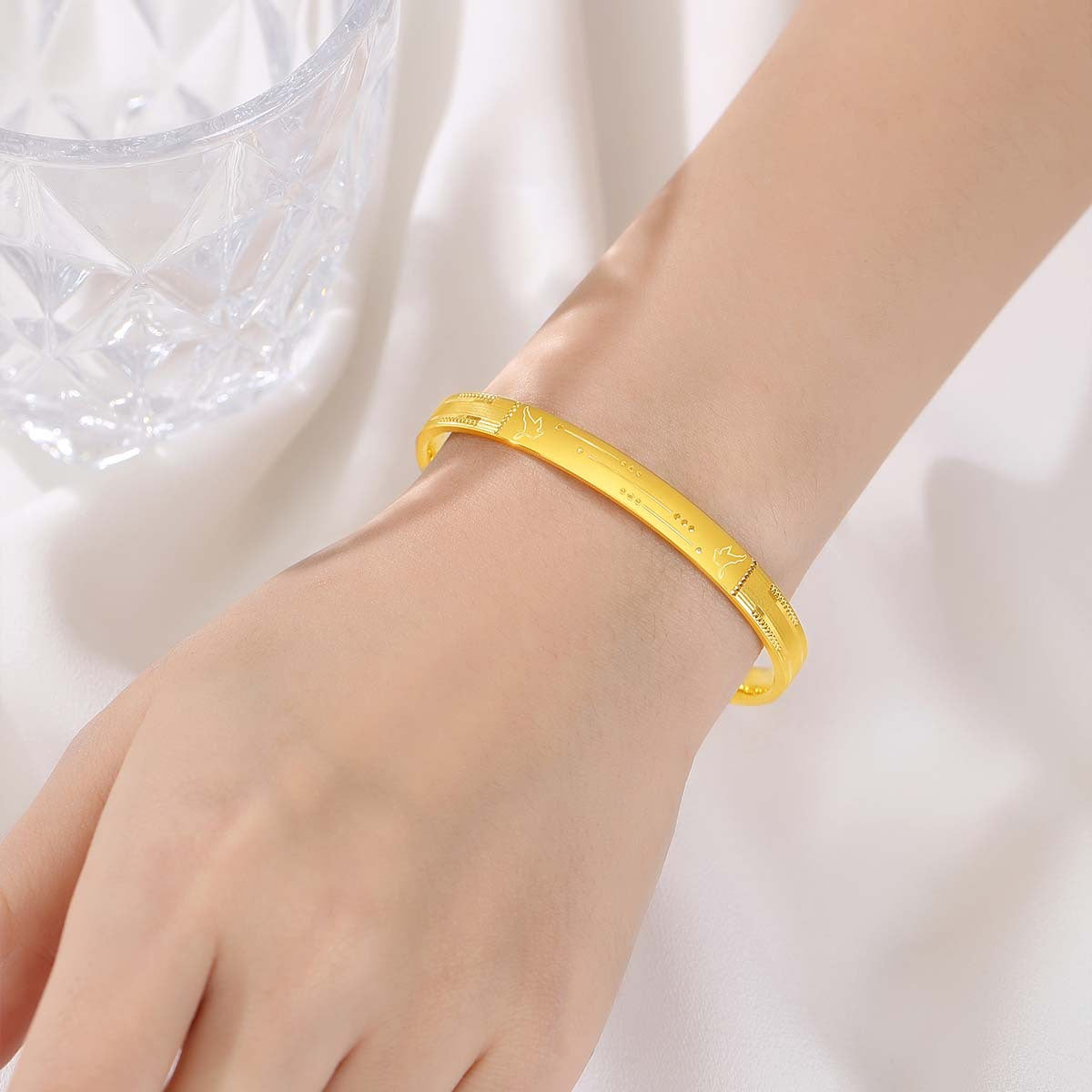 Sterling Silver CNC Pure Silver Bracelet Silver Accessories Women's Gold Bracelet