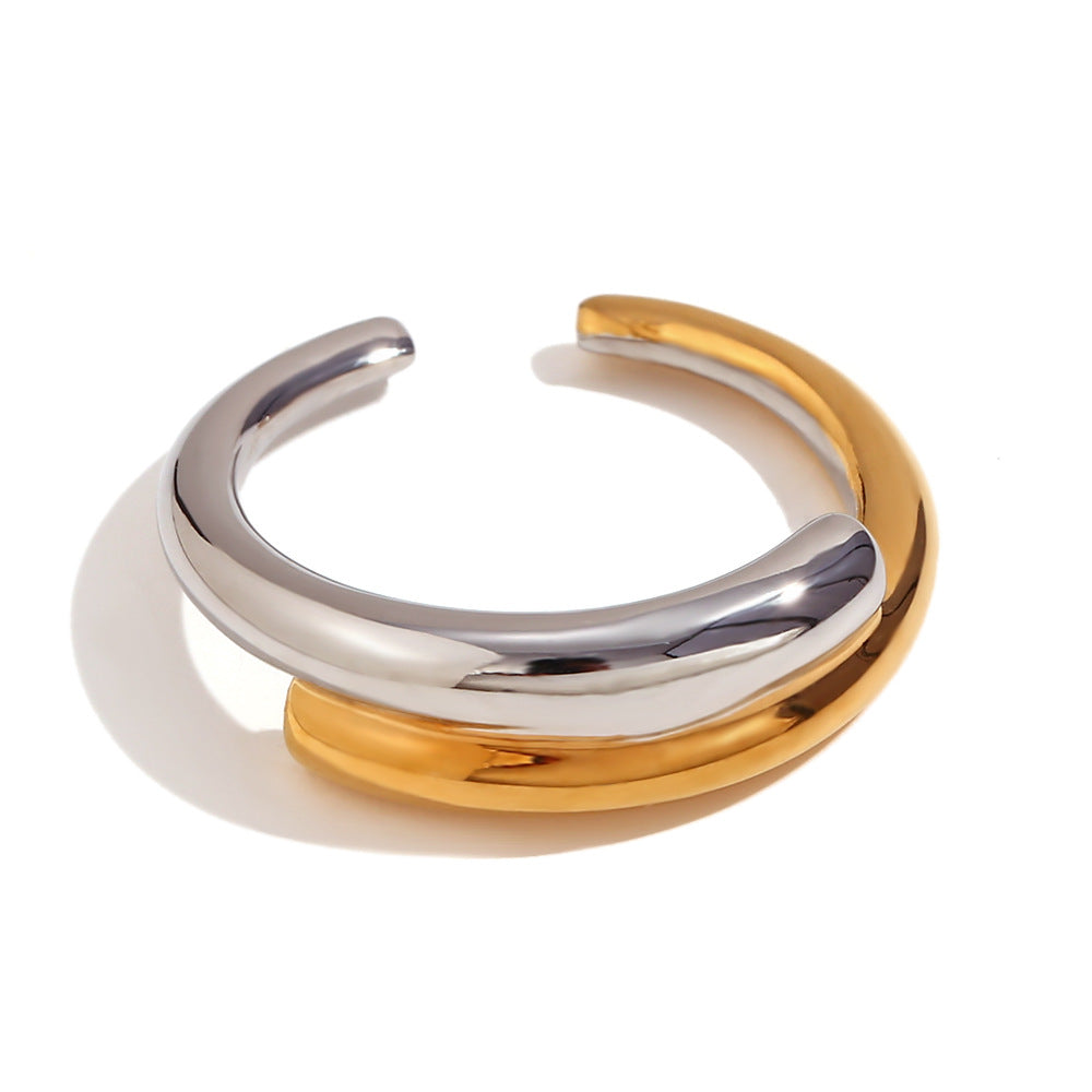 Fashion Simple Stainless Steel Plated 18K Gold Bracelet Ring