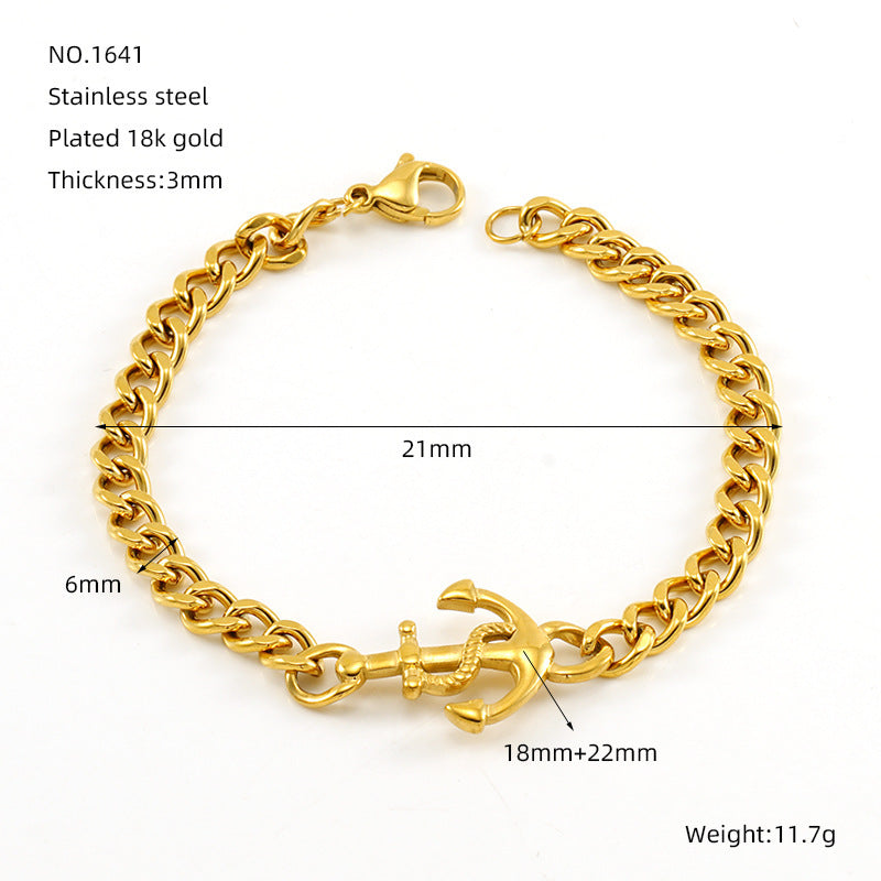 Fashion Stainless Steel Cuban Link Chain Bracelet Numbers