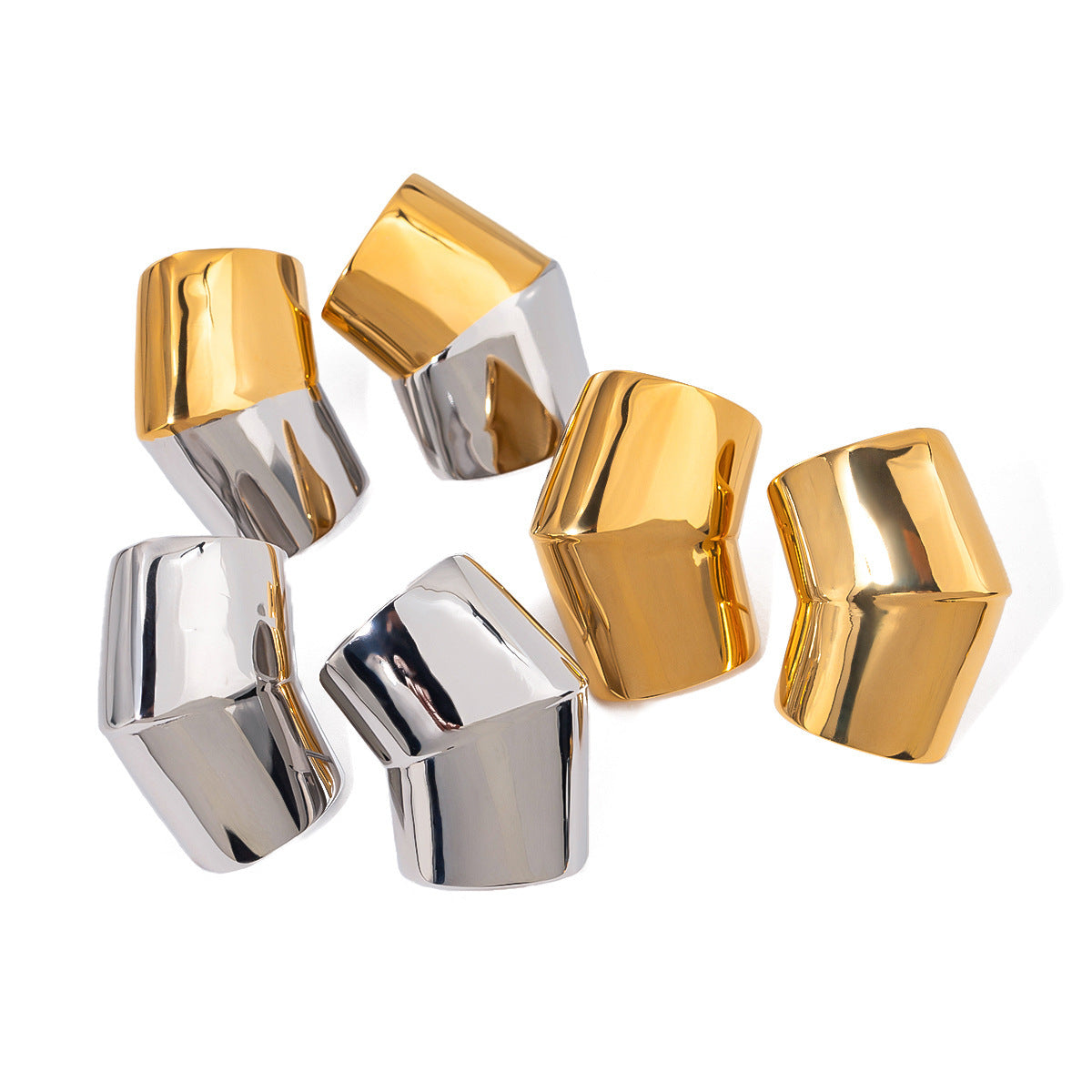 18K Gold Stainless Steel Geometric Ear Studs Niche