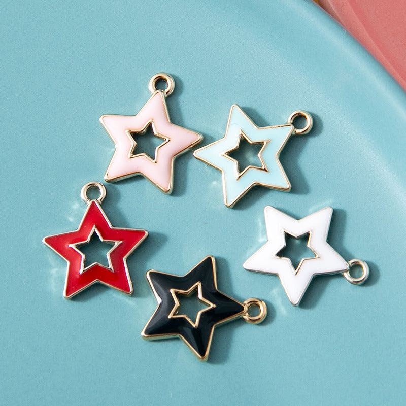 Five-pointed Star Hollow Pendant Bracelet Female Keychain Pendant Alloy Drop Oil Ornament