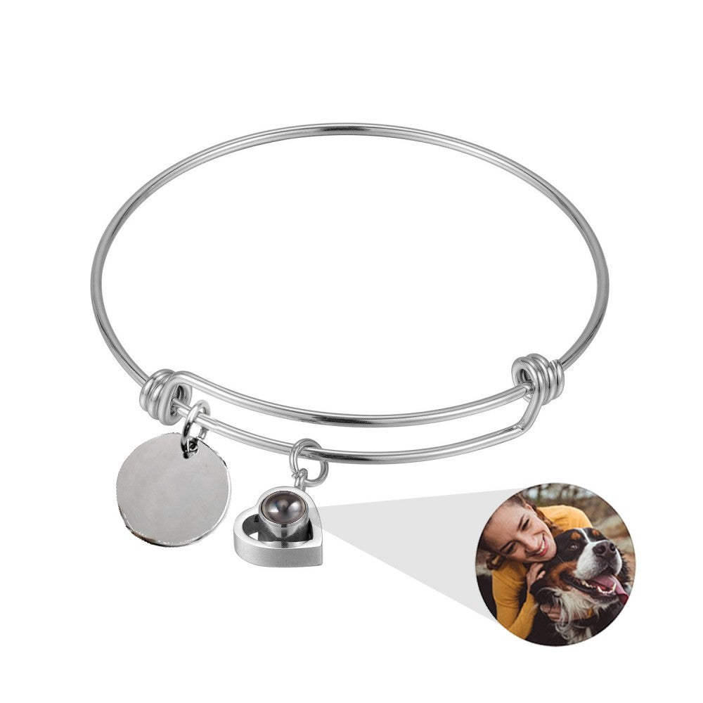 Double-sided Polished Engraved Push-pull Adjustable Bracelet