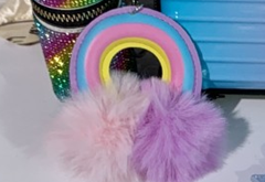 Woven Rainbow A Little Cloud Fur Ball Car Key Ring