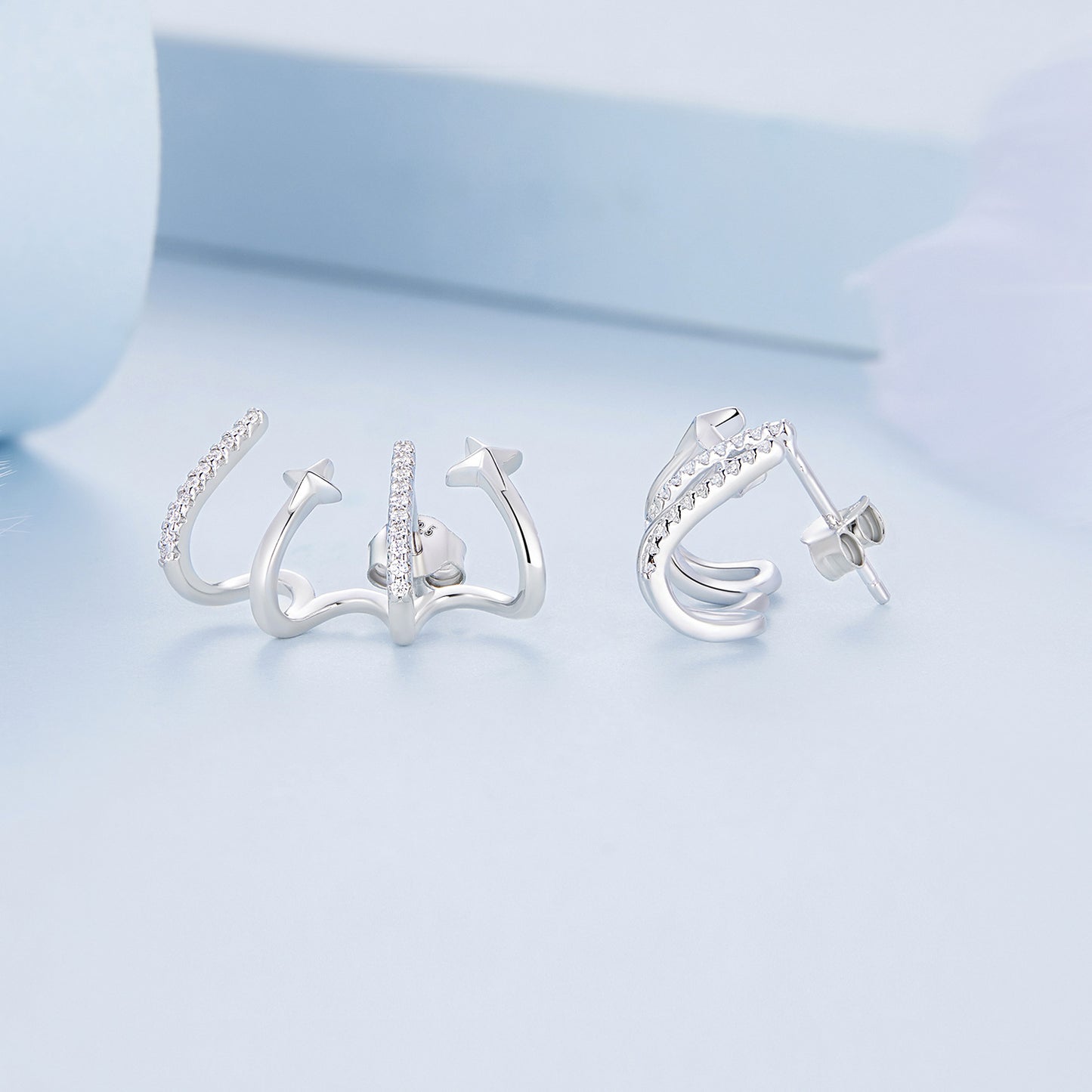 Simple Personality Multilayer Zircon Earrings Female