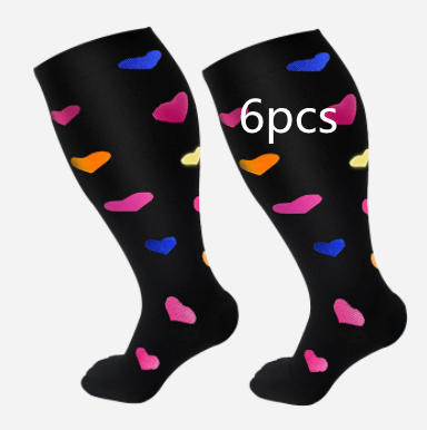 Plus Size Compression Socks Men's And Women's Pressure Socks High Elasticity Fat Socks Sports Fitness Printing Running Socks