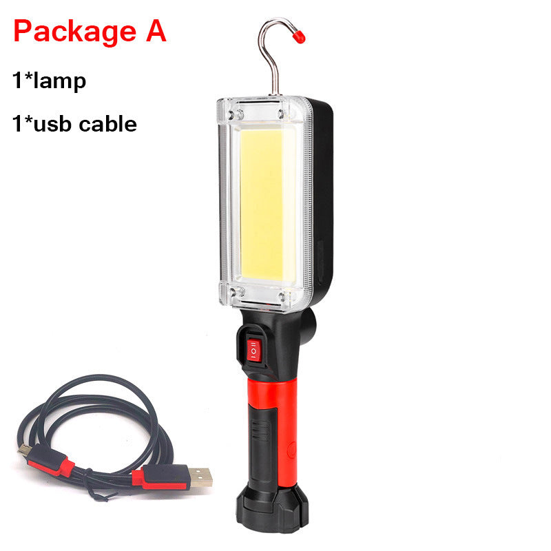 Portable Flashlight With Magnet Hook Camping Lamp USB COB Rechargeable 18650 Flashlight