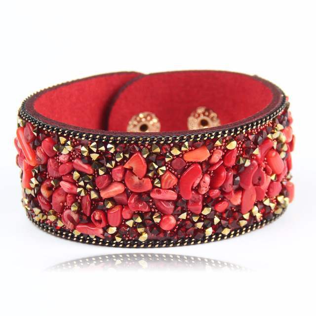 Leather Wrap Bracelet For Wo men Crystal Couple Jewelry