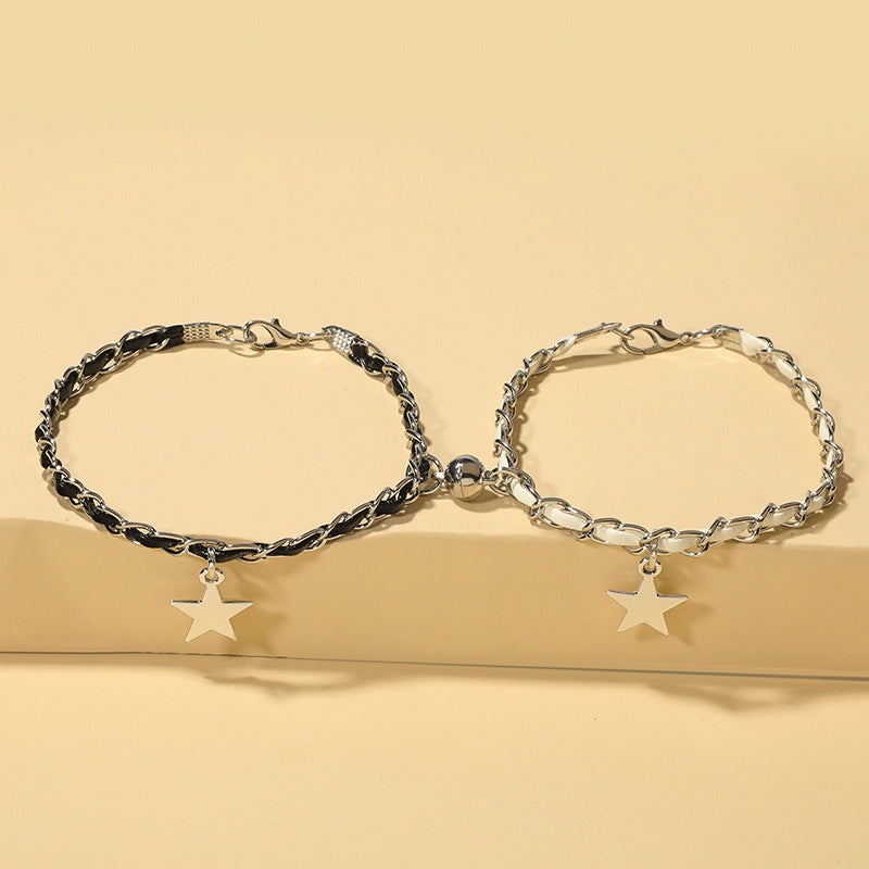 Creative Korean Style Minimalist Star Magnetic Snap Couple Bracelet