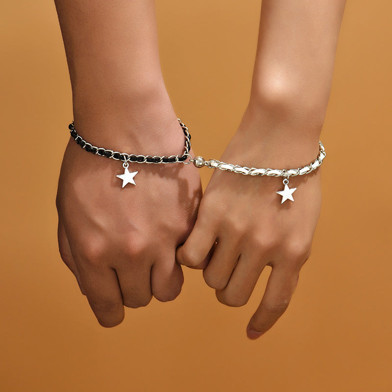 Creative Korean Style Minimalist Star Magnetic Snap Couple Bracelet