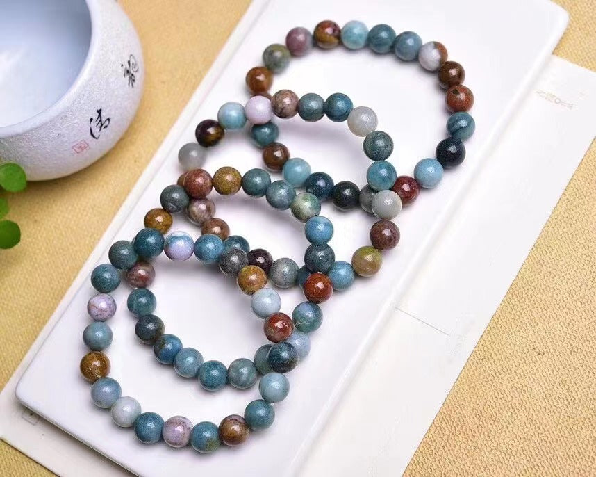 New Natural Ocean Stone Round Beads Single Ring Bracelet Crystal Moisturizing Specification 8m