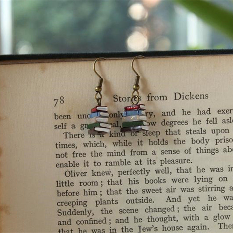 Women's Library Folding Book Earrings