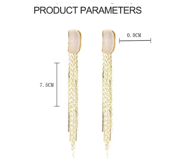 Cymophanitel Long Non-piercing Ear Clip Women's High-grade Temperament Chain Tassel Earrings