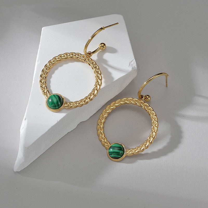 French Retro Minority Design Sense Turquoise Earrings Women