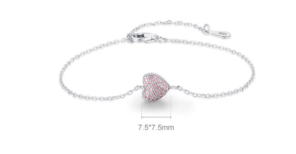 Women's Sterling Silver Diamond Inlaid Heart Bracelet