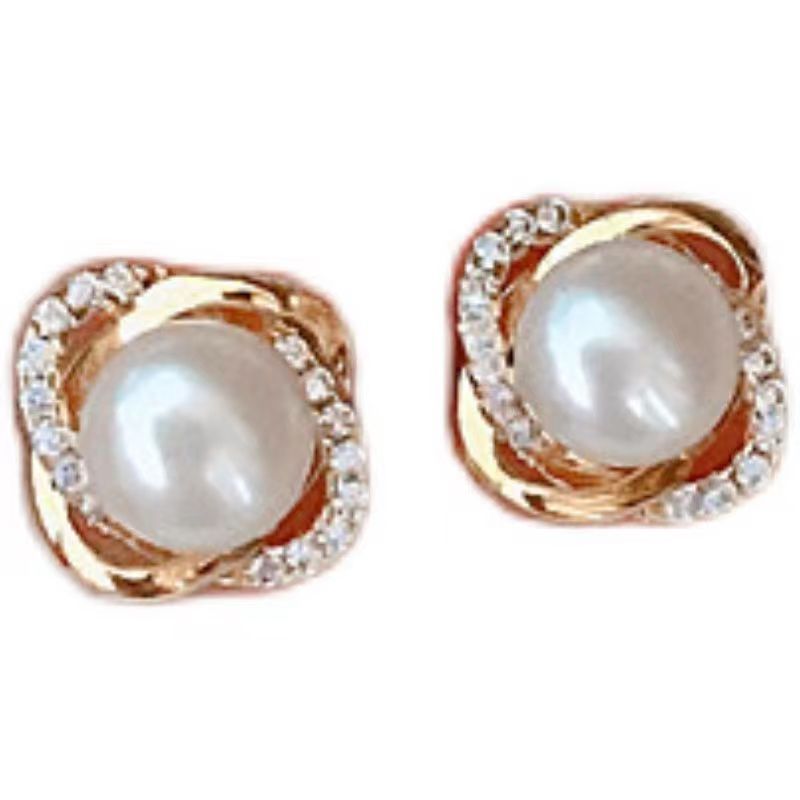 Pearl Zircon Earrings Female French Style