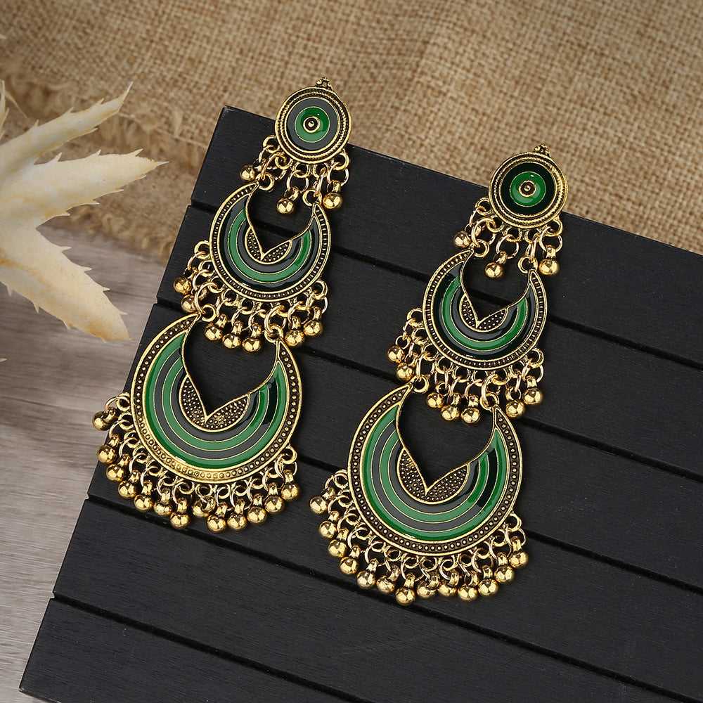 Earrings Alloy Pendant Indian Bell Bead Ear Pendants