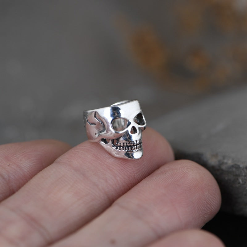 S925 Silver Men's Retro Punk Style Skull Ear Clip