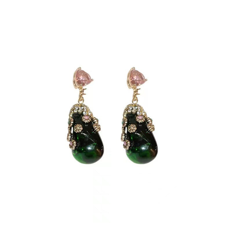 Luxury Style Hand-inlaid Zircon Earrings