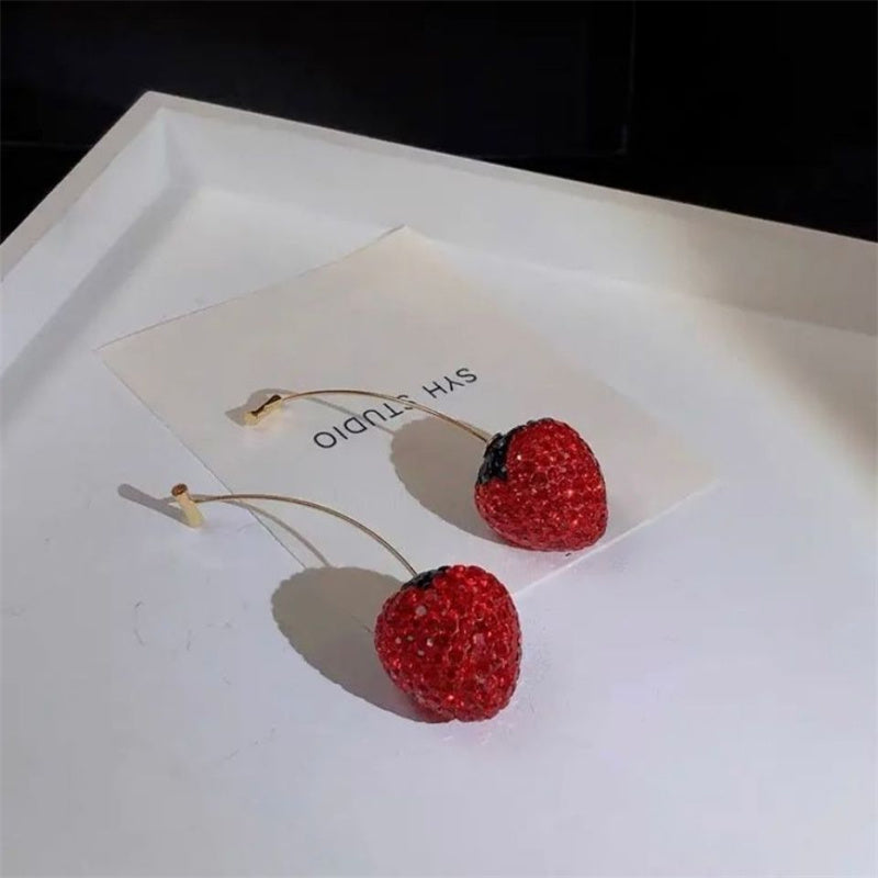 Three-dimensional Red Strawberry Earrings