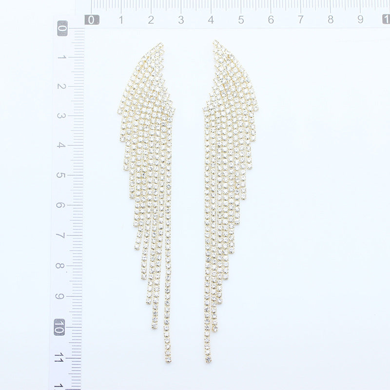 Claw Chain Simple All-match Diamond Wings Tassel Earrings