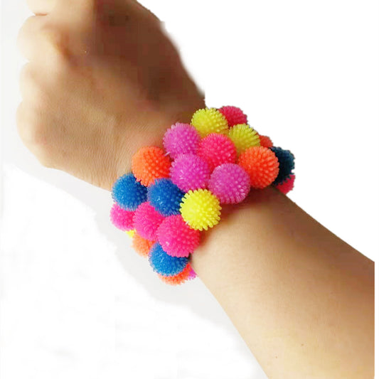 Bracelet Wrist Ring Colorful Snowflake Color Hairy Ball Soft Rubber Decompression Toy