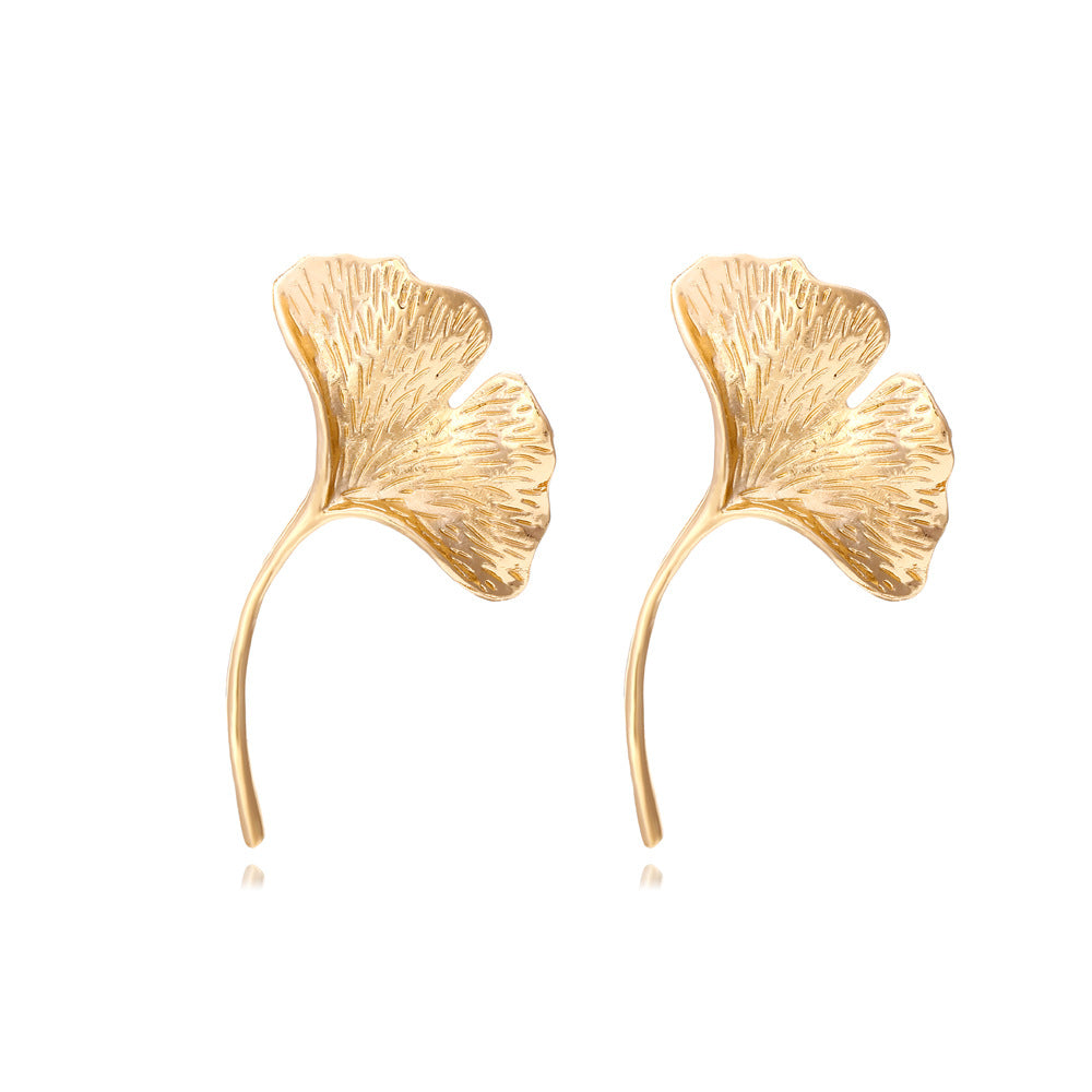 Long Ginkgo Leaf Simple All-match Metal Leaf-shaped Earring