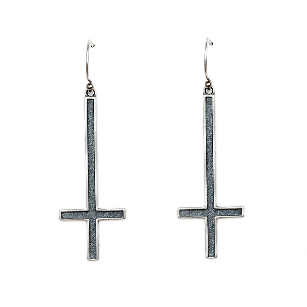 S925 Sterling Silver Gothic Earrings Cross