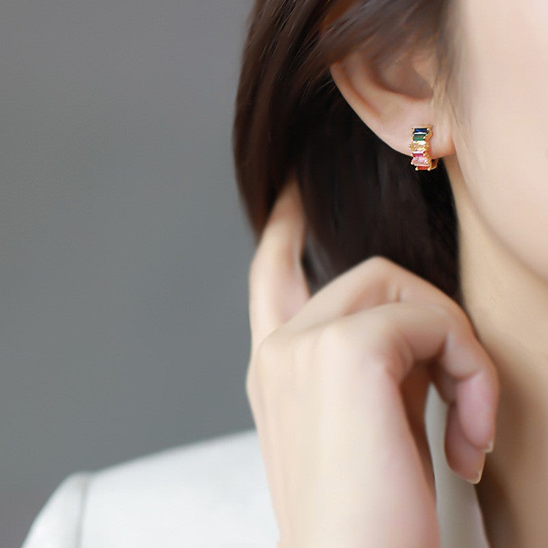 Color Zircon Earrings For Women Special-interest Design