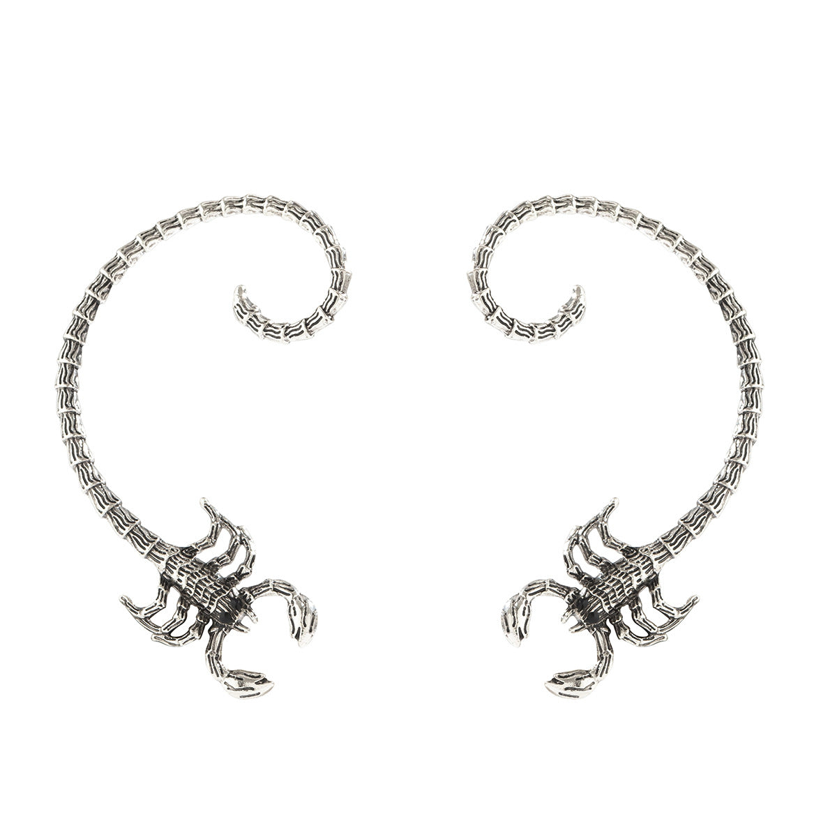 Dark Outline Scorpion Curved Stud Earrings Hip Hop Cool