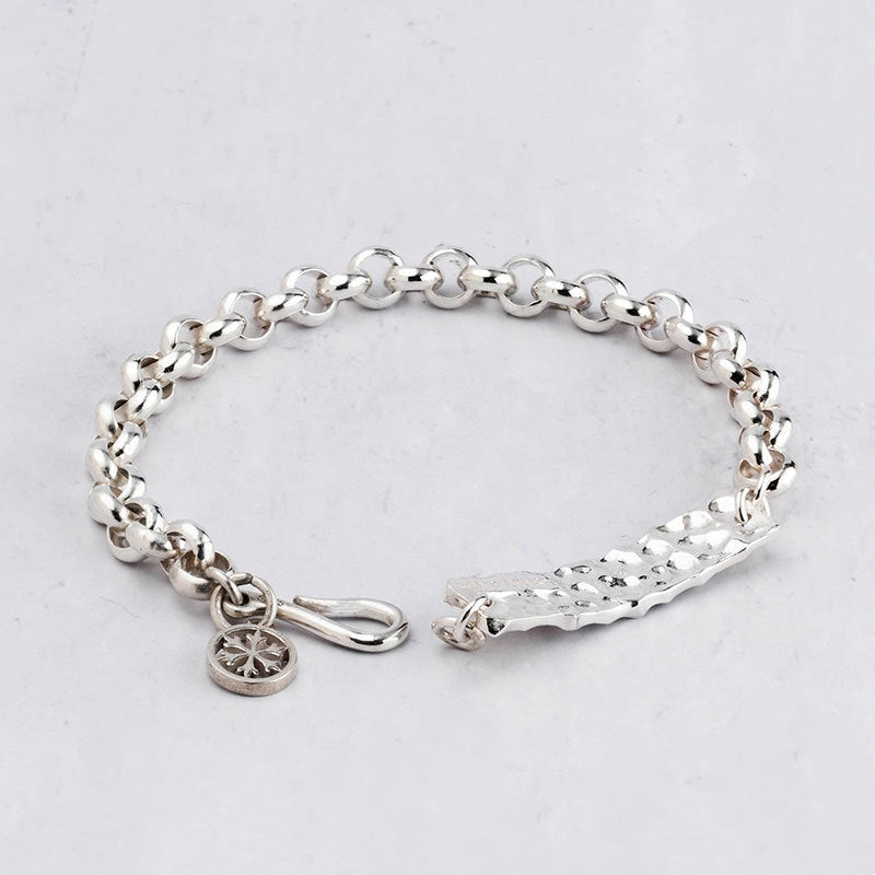 S925 Silver Hammer Pattern Shaped Bracelet