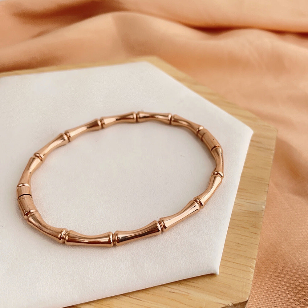 Minority All-match Titanium Steel Closed Bamboo Bracelet