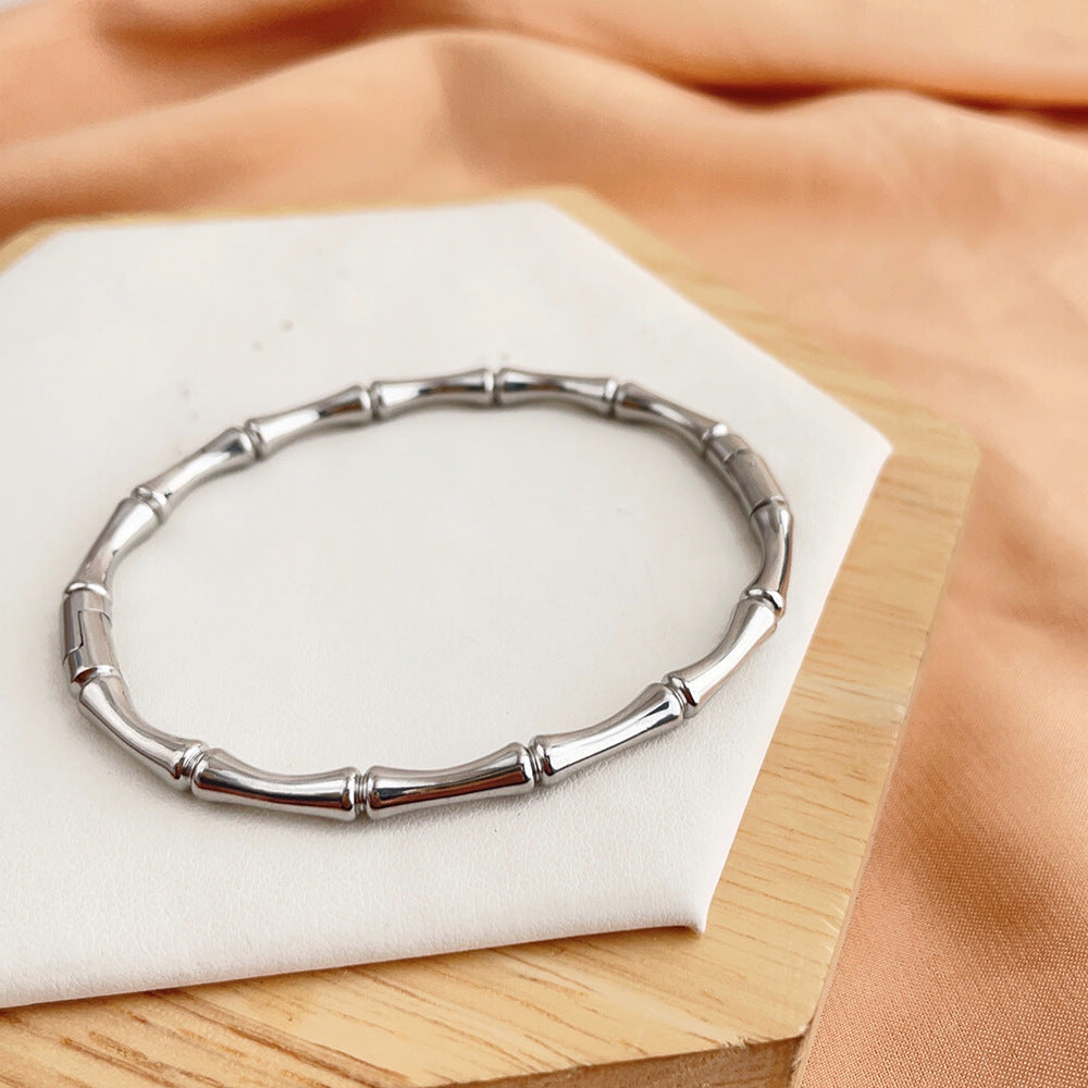 Minority All-match Titanium Steel Closed Bamboo Bracelet