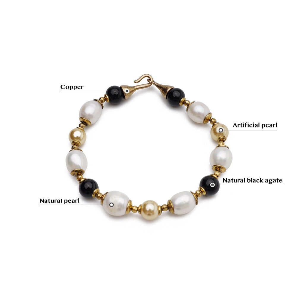 European Retro Series Natural Agate Pearl Bracelet