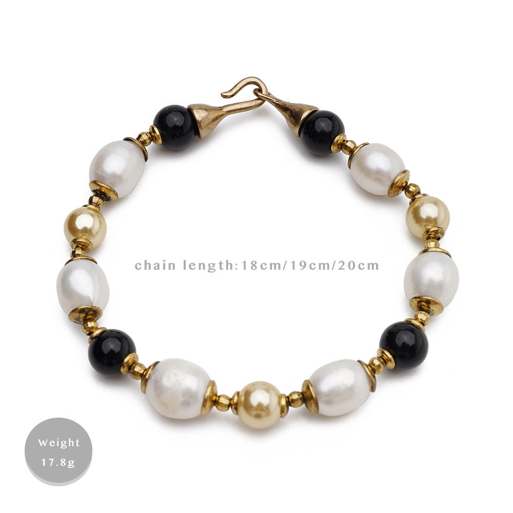 European Retro Series Natural Agate Pearl Bracelet