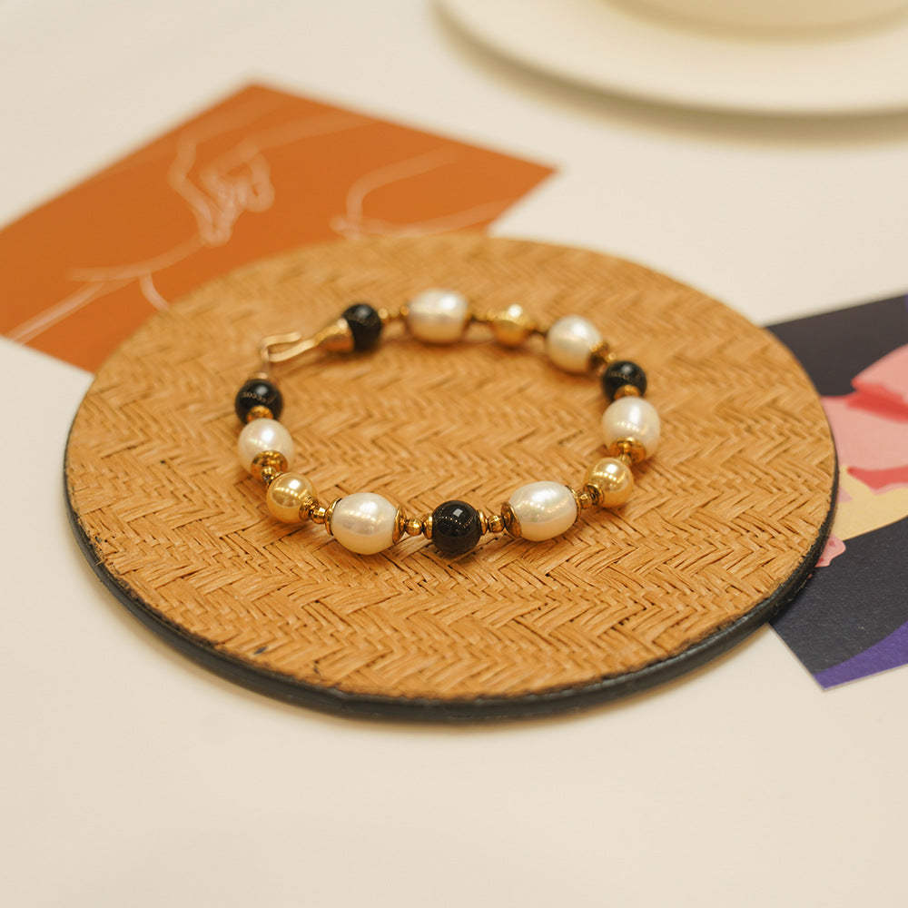 European Retro Series Natural Agate Pearl Bracelet