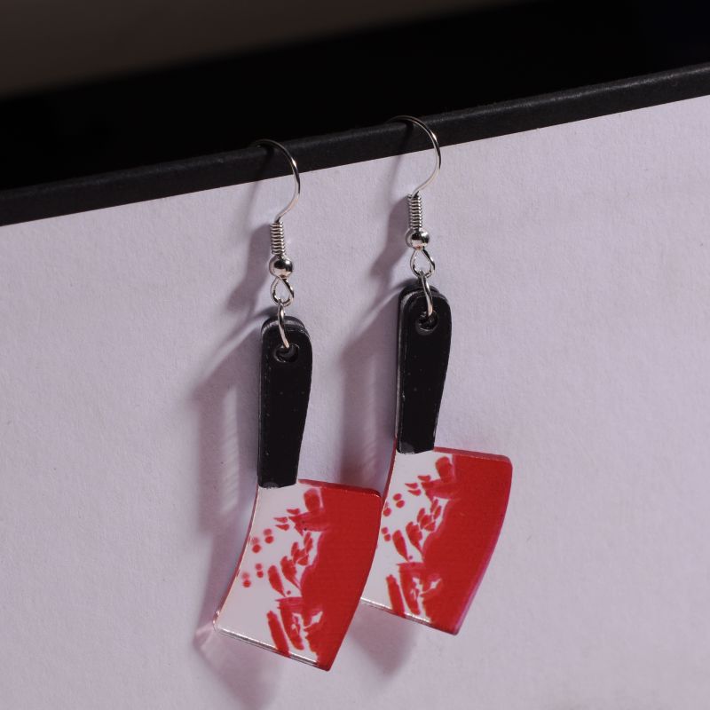 European And American Halloween Exaggerated Personalized Long Kitchen Knife Earrings