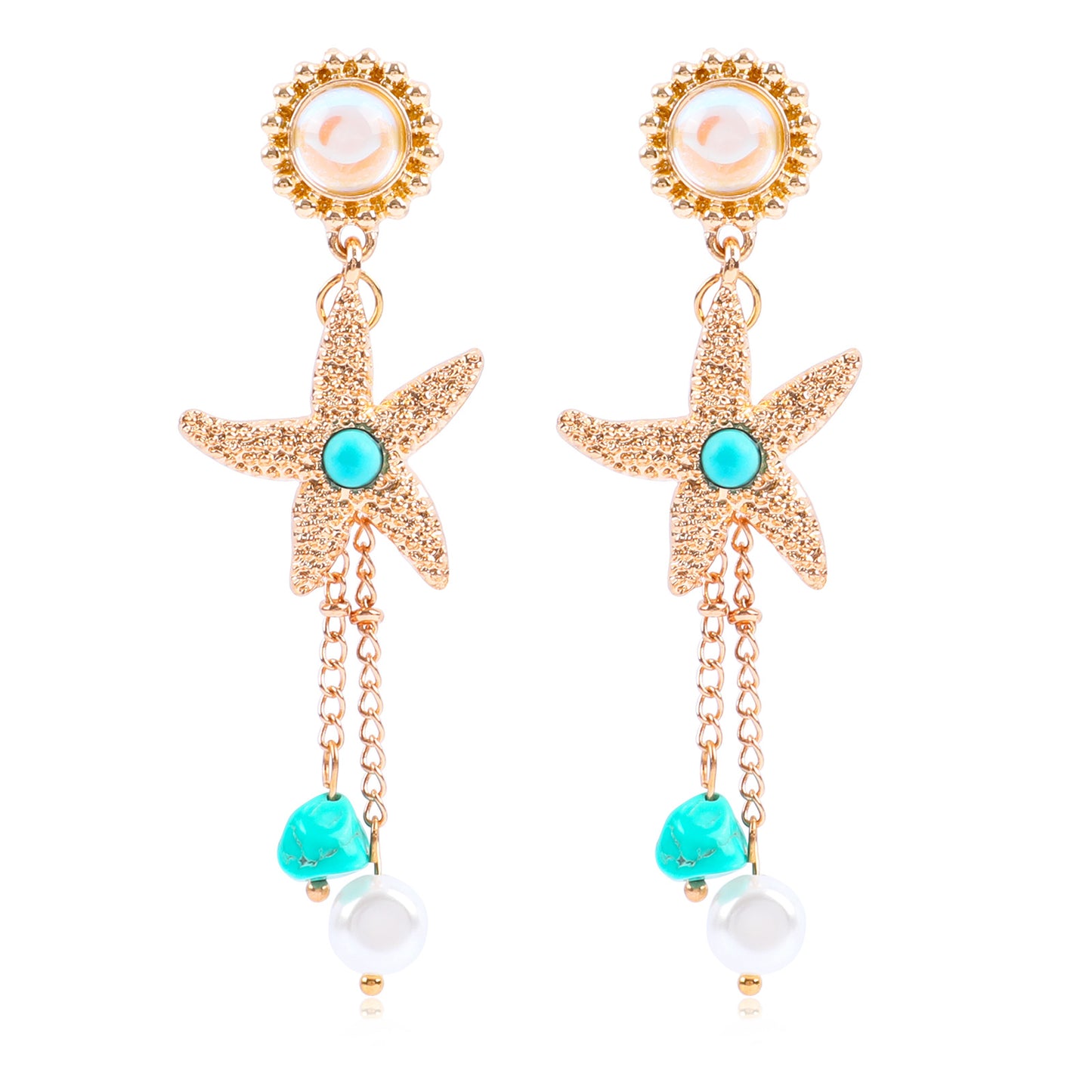 Fashion Style Popular Ocean Vacation Style Starfish Shell Earrings