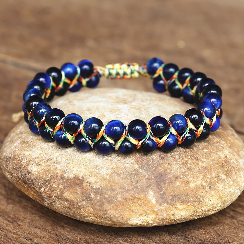 Hand-woven Adjustable Tiger-eye Bracelet