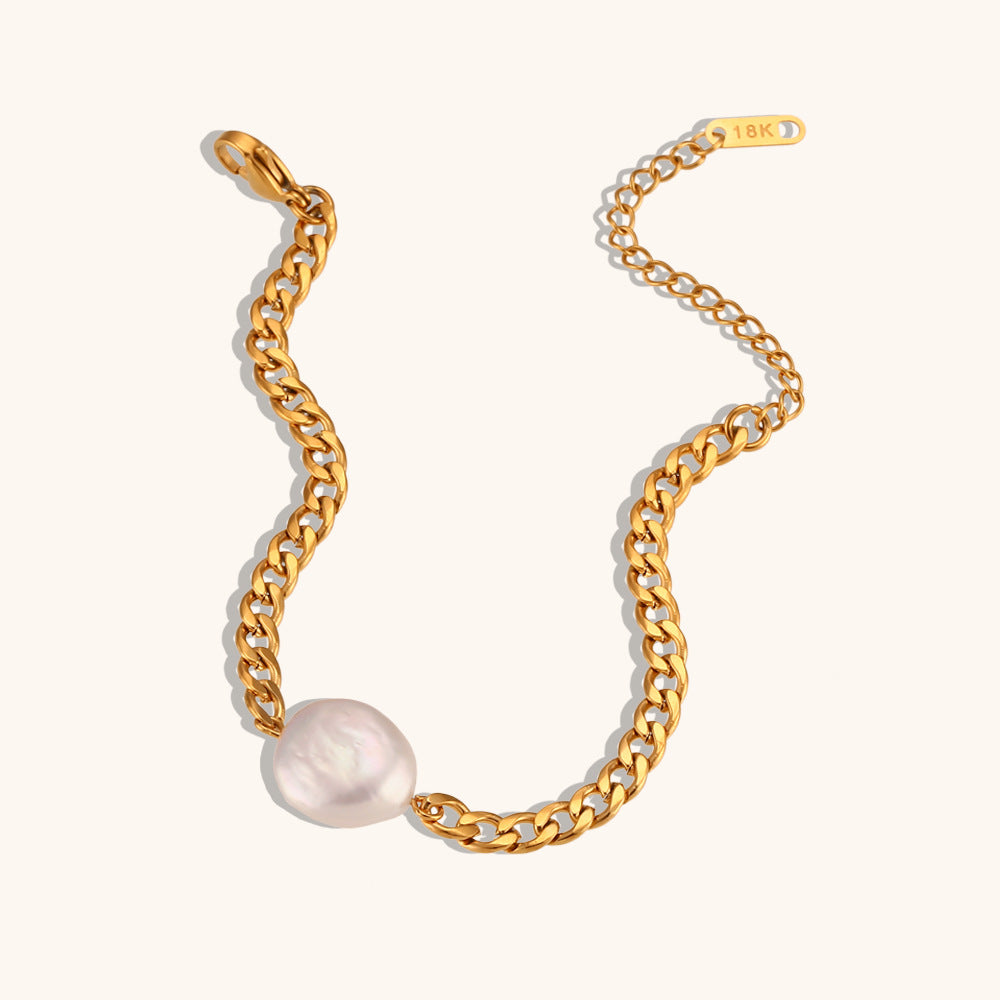 Freshwater Pearl Figaro Chain Bracelet