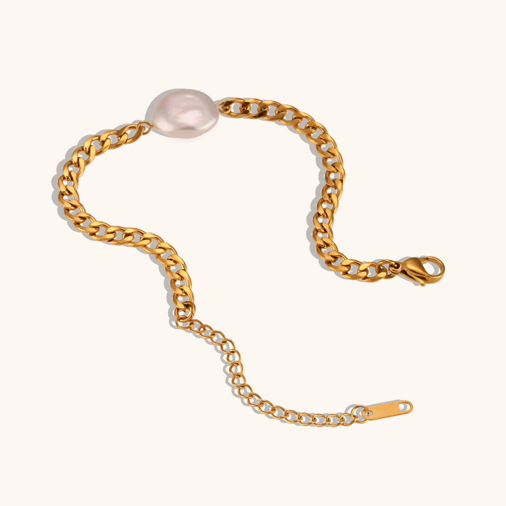 Freshwater Pearl Figaro Chain Bracelet