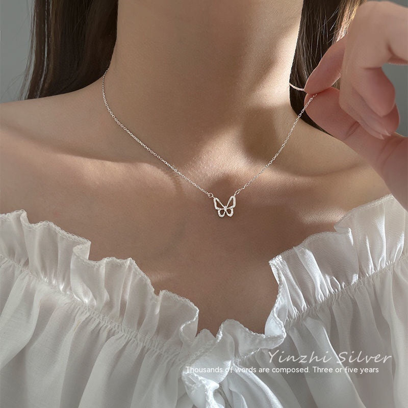 Hollow Butterfly Diamond Inlaid Clavicle Chain