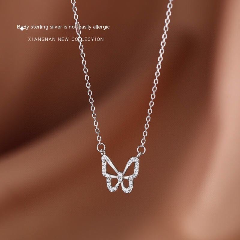 Hollow Butterfly Diamond Inlaid Clavicle Chain