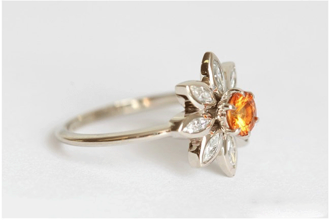 Retro SUNFLOWER Sunflower Diamond-studded Ring