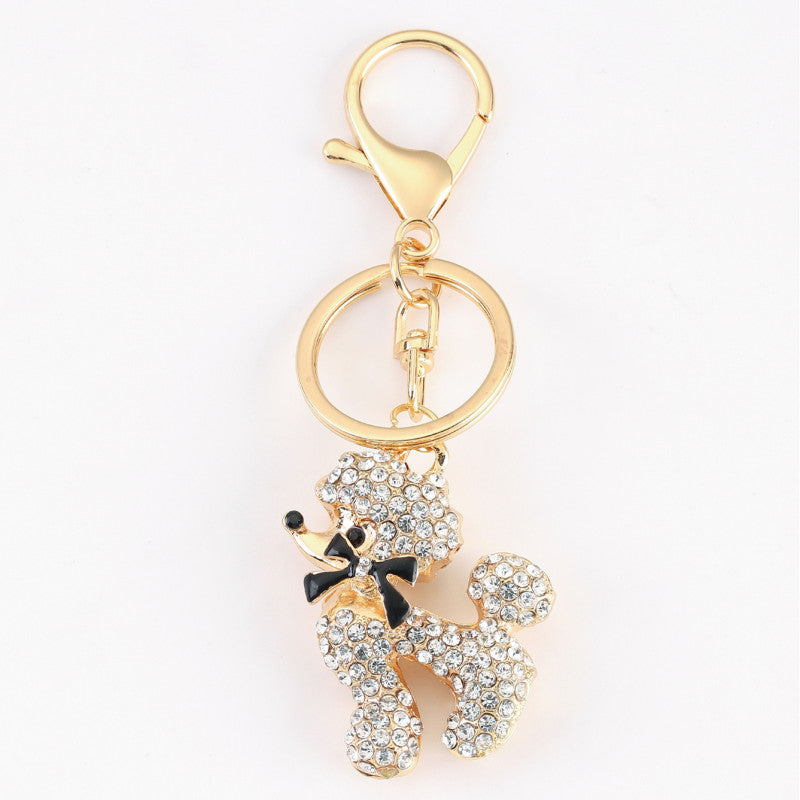 Water Diamond Zodiac Little Dog Car Keychain Female Han