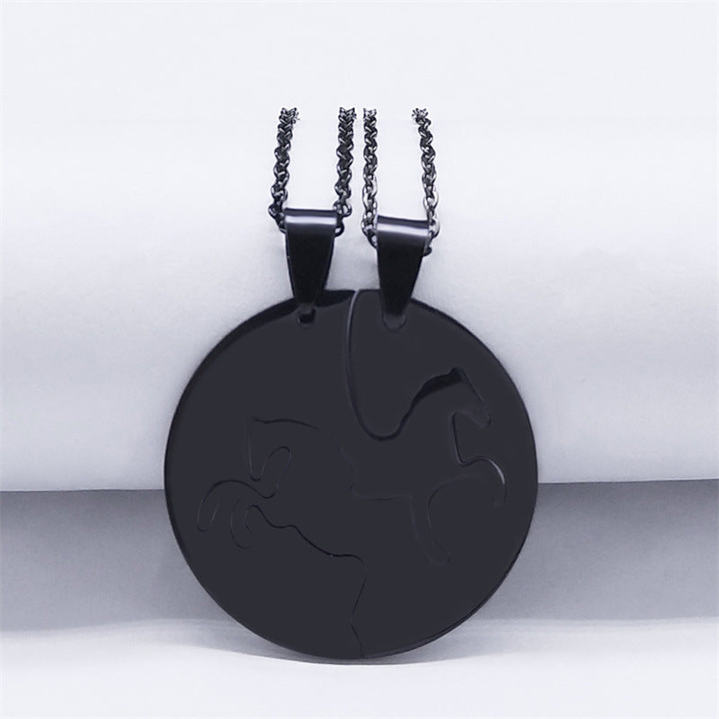 Horse Couple Chain Female Autumn And Winter Sweater Pendant Necklace