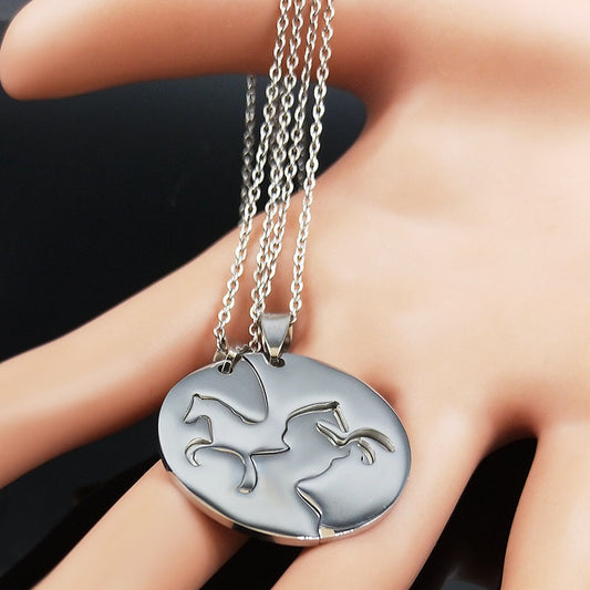 Horse Couple Chain Female Autumn And Winter Sweater Pendant Necklace